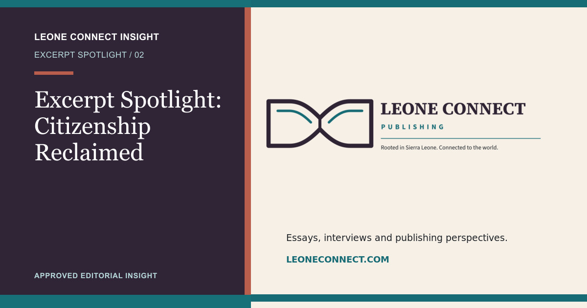 Excerpt Spotlight: Citizenship Reclaimed — Leone Connect Insight.