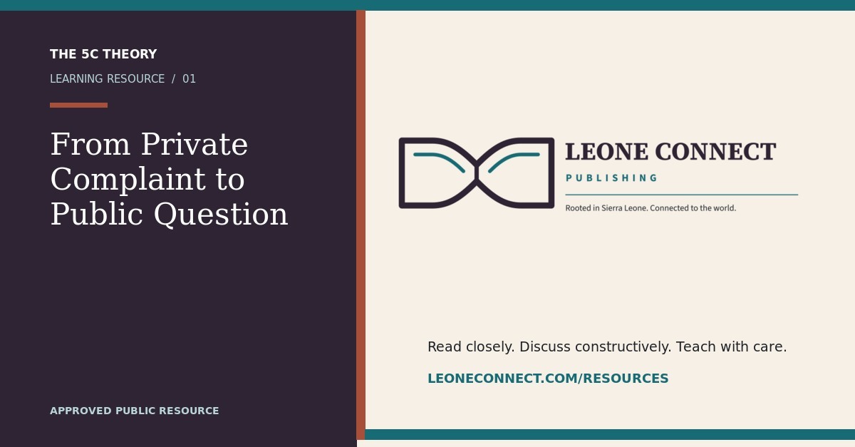 THE 5C THEORY learning resource: From Private Complaint to Public Question.